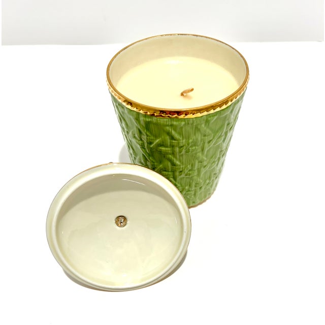 Metal 1990s Jay Strongwater Ivy Dragonfly Candle in Celadon Porcelain, 14k Gold, and Swarovski Crystals For Sale - Image 7 of 8