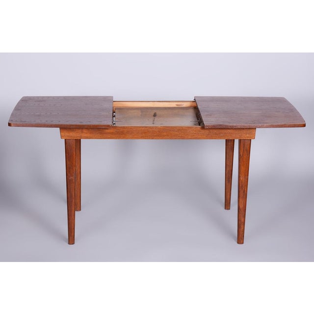Brown Art Deco Oak Dining Table attributed to Jindřich Halabala for Up ZávodyCzechia, 1940s For Sale - Image 8 of 14