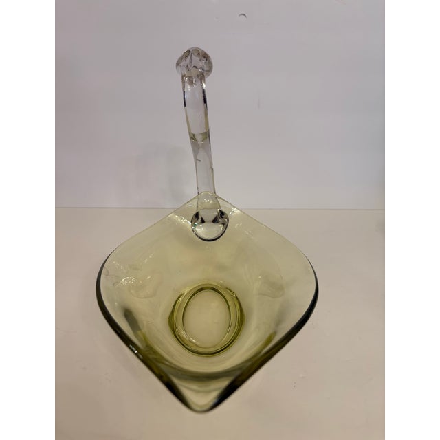 1950s Mid-Century Modern Duncan & Miller Hand Blown Glass Yellow Swan Candy Dish For Sale In Boise - Image 6 of 8