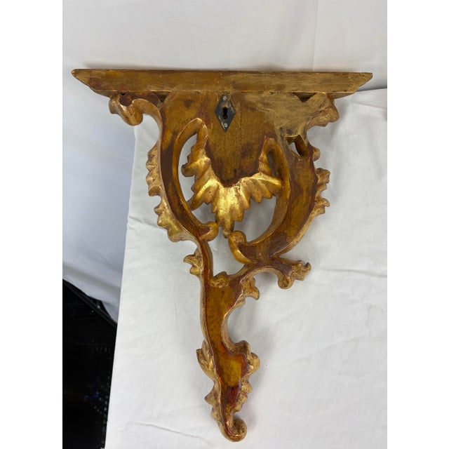 Late 20th Century Pair of Giltwood Acanthus Leaf Wall Brackets | Neoclassical Style For Sale - Image 9 of 12