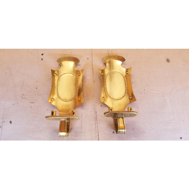 Mid-Century Brass Candles Wall Sconces - a Pair For Sale - Image 9 of 12