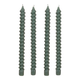 Postmodern Spiral Taper Candles in Jasper Green - Set of 4 For Sale