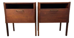 Pair of Vintage Walnut Nightstands by Jens Risom, Attributed