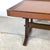 Wood Vintage Studio-Made Square End Table With Cognac Leather Inset Top & Architectural Trestle Base, Mid-Century For Sale - Image 7 of 18