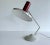 Very large Mid century Desk lamp, pale grey conical base with chrome angular stem, large louvered burgundy / marroon...