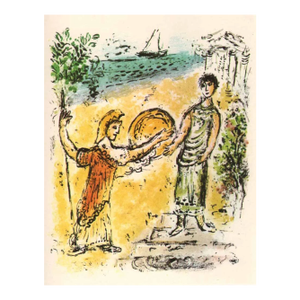 1989 Chagall Lithograph V2-6 Odyssee Athene and Telemachus