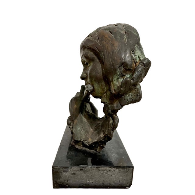 Stanley Bleifeld, Bronze Sculpture Flutist American Modernist Art Stanley Bleifeld Girl with Flute, c.1970 For Sale - Image 15 of 16