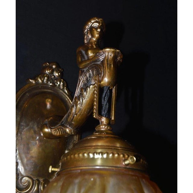 French Empire Bronze Siren Sea Nymph Figural Wall Light Sconce, 1930s For Sale - Image 12 of 18