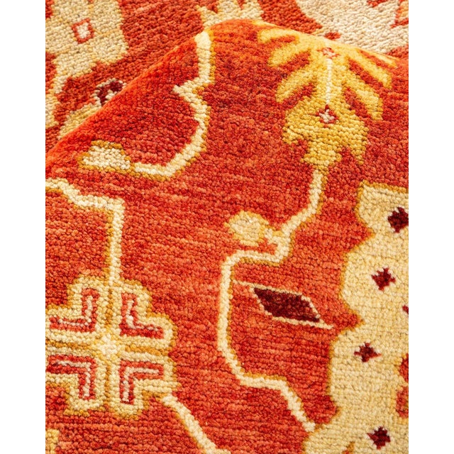 Textile Vintage Traditional Hand Knotted Wool Area Rug, Orange - 5'10" X 8'9" For Sale - Image 7 of 9