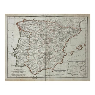 Antique Map of Spain and Portugal For Sale