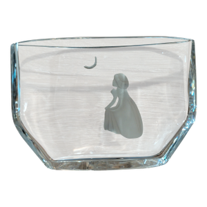 1970s Orrefors Crystal Wish to the Moon Etched Vase