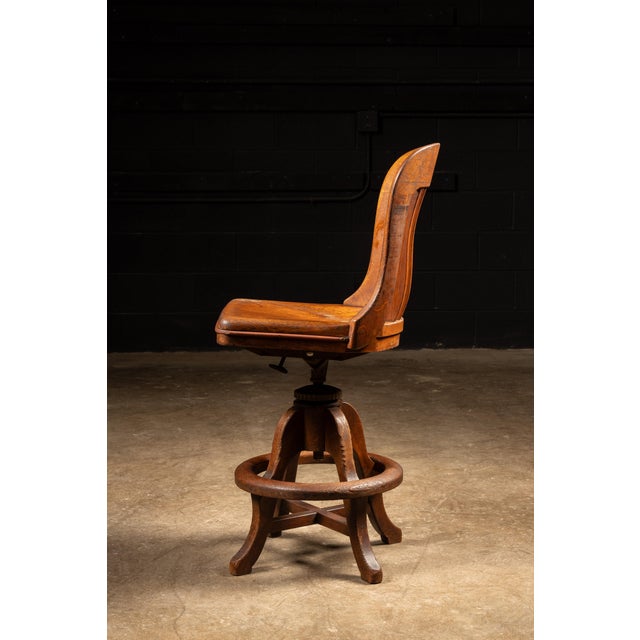 The Sikes Co., PA Sikes Oak Adjustable Swivel Stool, C. 1930s For Sale - Image 4 of 12