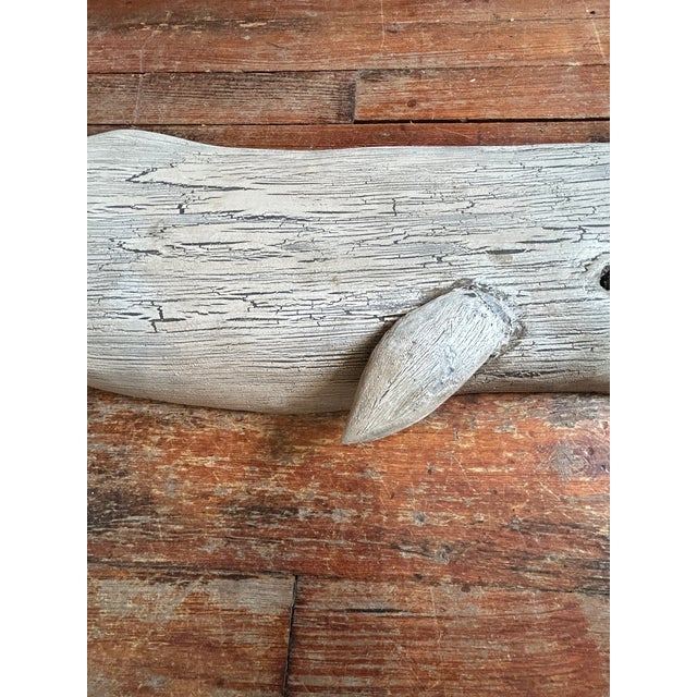 Nautical Large Hand Carved & Painted Wall Sculpture of a Whale For Sale - Image 3 of 13