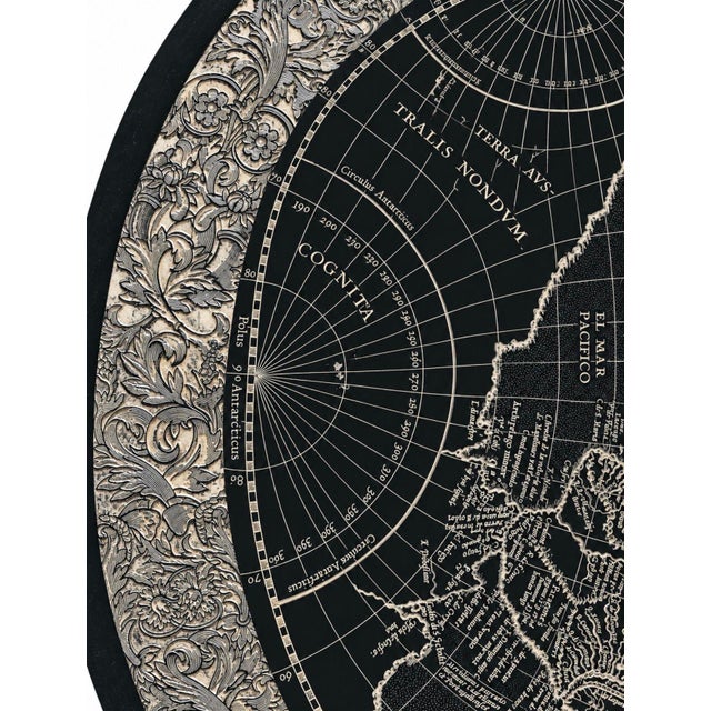 1970s Etched Slate and Chrome Magellan World Map Side/End Table, 1970 For Sale - Image 5 of 8