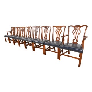 Kittinger Georgian Carved Mahogany Dining Chairs, Set of Eight For Sale