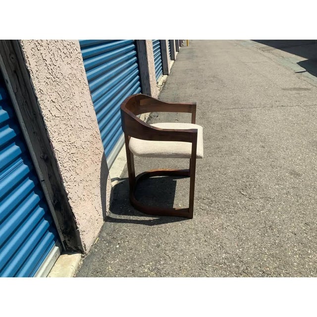 Solid Walnut Dining Chair in Manner of Onassis Chair by Karl Springer Mid-Century Modern Solid walnut dining chair in...