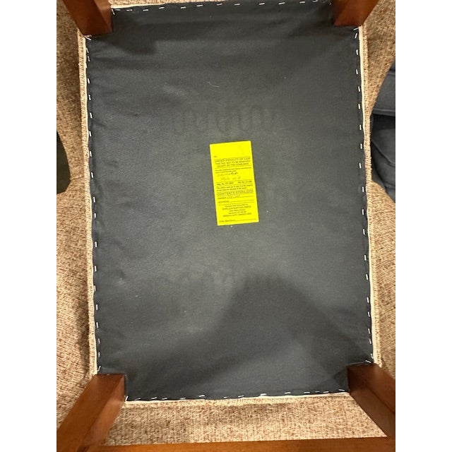 Beige Vintage Transitional Wing Chair With Ottoman Upholstered in an Attractive Woven Fabric For Sale - Image 8 of 9