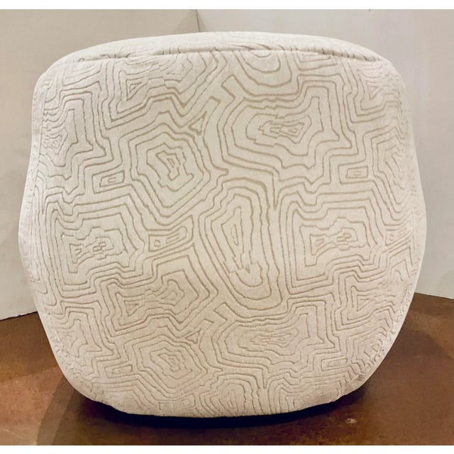 Abstract Hooker Abstract Modern White and Beige Velvet Vero Swivel Chair For Sale - Image 3 of 6