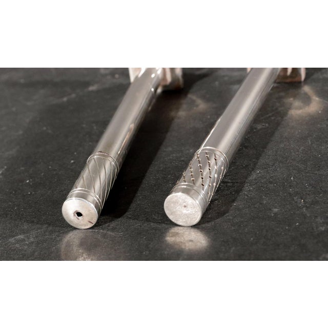 Art Deco Pair of Georg Jensen Sterling Silver "Skyscraper" Salt & Pepper Shakers by Jorgen Jensen For Sale - Image 3 of 14