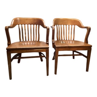 Vintage Gunlocke Banker's Chairs - a Pair For Sale