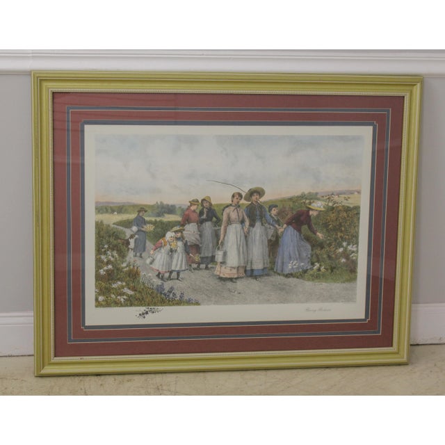 Large Colored Engraving Print of Woman in Field For Sale - Image 13 of 13