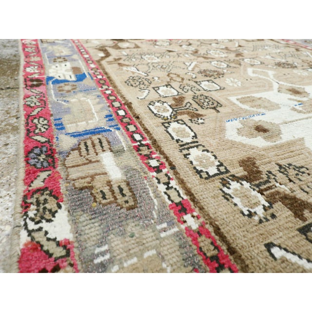 Galerie Shabab Collection Mid-Century Persian Folk Rug With Cerulean Blue, Grey, Pink, and White Tones For Sale In New York - Image 6 of 10