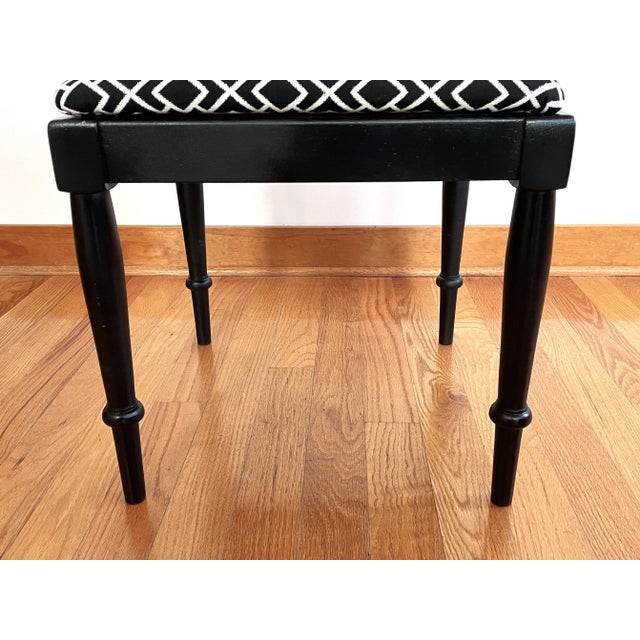 Wood Black & White Piano Bench For Sale - Image 7 of 10