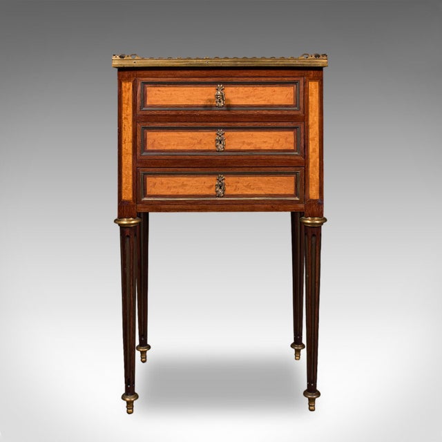 French Antique Nightstand, French Walnut, Bedside Drawers, Louis XVI Revival, Victorian For Sale - Image 3 of 12