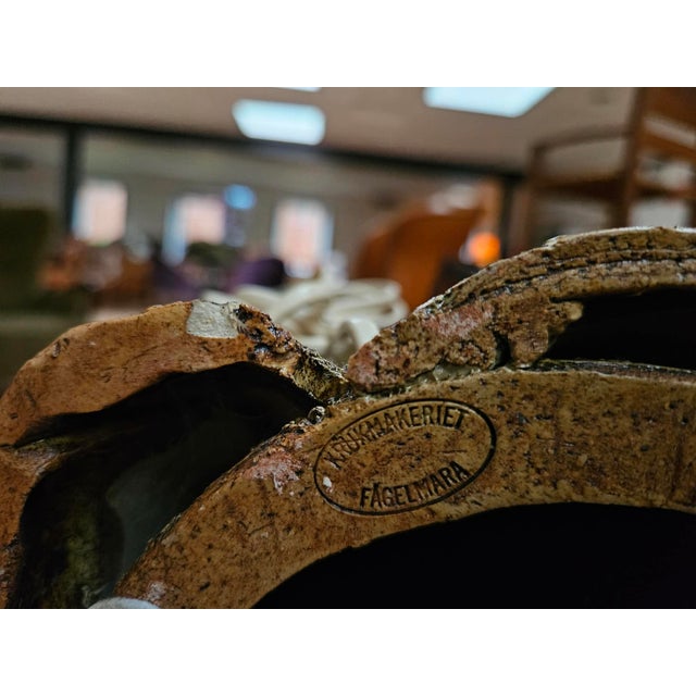 Textile Vintage Swedish Ceramic Table Lamp by Ole Victor for Krukmakeriet Fågelmara, 1960s For Sale - Image 7 of 8