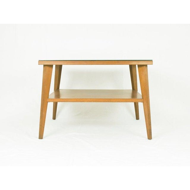 Vintage Italian Teak Wood & Green Glass Coffee Table, 1960s For Sale - Image 3 of 14