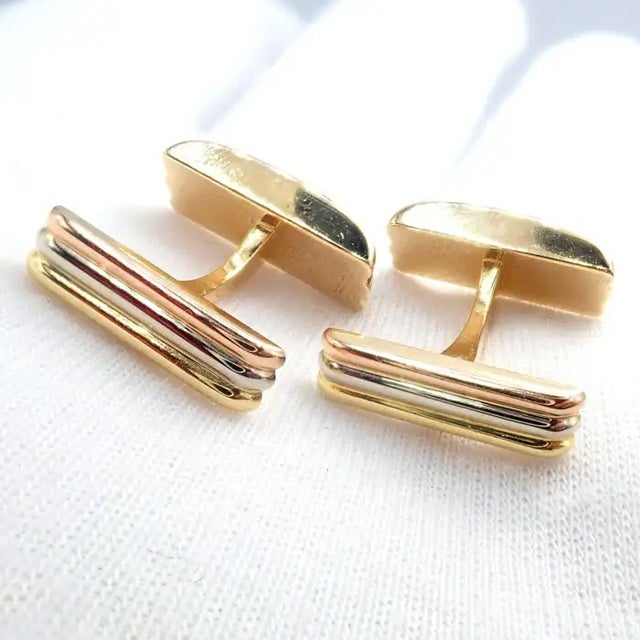 Cartier Vintage Cartier 18k Trinity Tri-Color Gold Cufflinks - 2 Pieces For Sale - Image 4 of 9