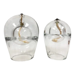 Early 20th Century Streamline Style Hand Blown Glass Oil Burners - a Pair