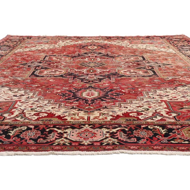 Mid-Century Modern Vintage Persian Heriz Rug, 09'08 X 12'10 For Sale - Image 3 of 10
