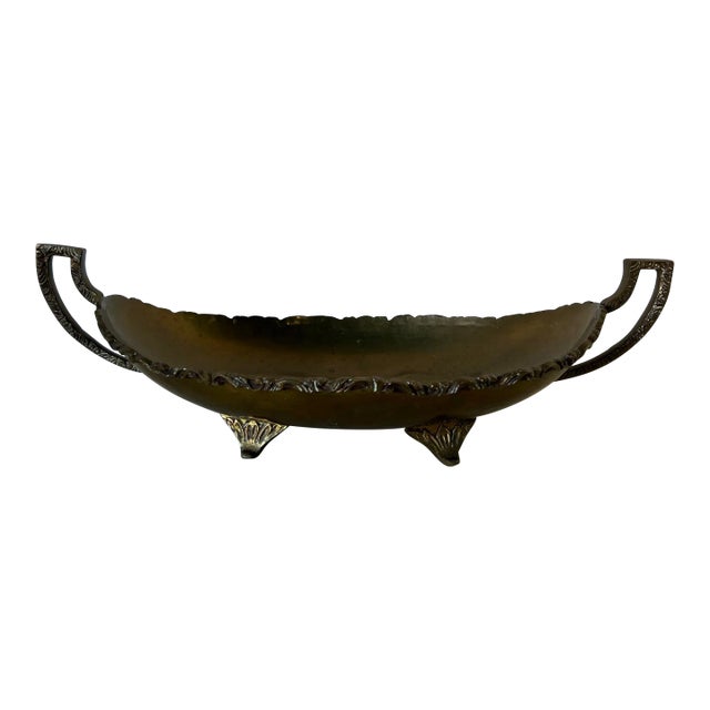 Vintage Handmade Mexican Brass Centerpiece Fruit Bowl For Sale