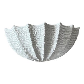 Circa 1980 Palm Beach Chic Italian Creamware Shell-Shaped Wall Pocket in the Manner of Mario Bellini For Sale