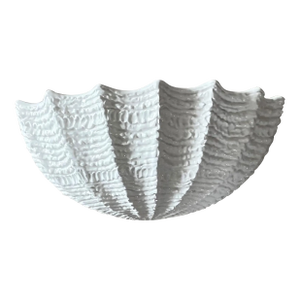 Circa 1980 Palm Beach Chic Italian Creamware Shell-Shaped Wall Pocket in the Manner of Mario Bellini