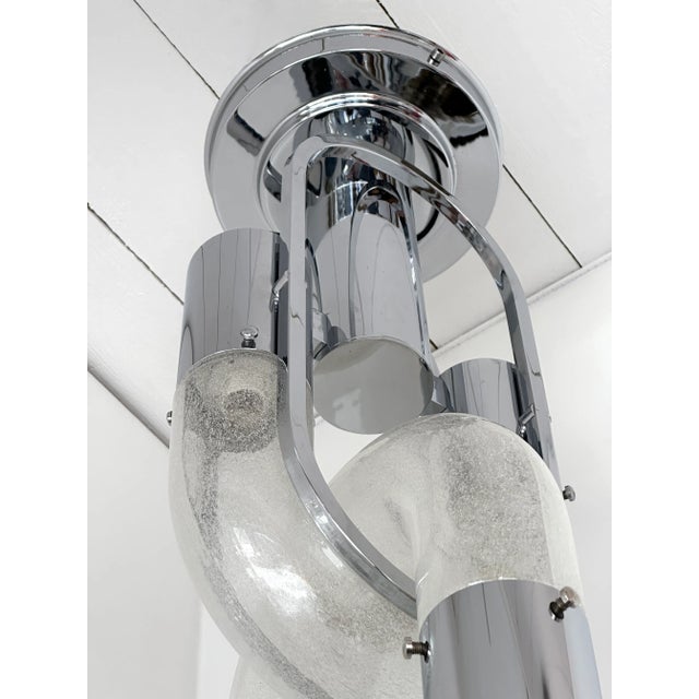 Rare Mid-Century Modern space age metal chrome version of chain chandelier ceiling pendant lightning lamp, 3 rings 1/2 by...