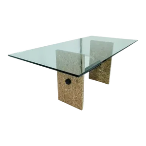 Vintage Marble & Glass Dining Table, Italy 1980s.