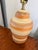 1960s Turned Studio, Pottery Ceramic Lamp, Striped Orange, and Cream Glaze With Shade For Sale - Image 4 of 6