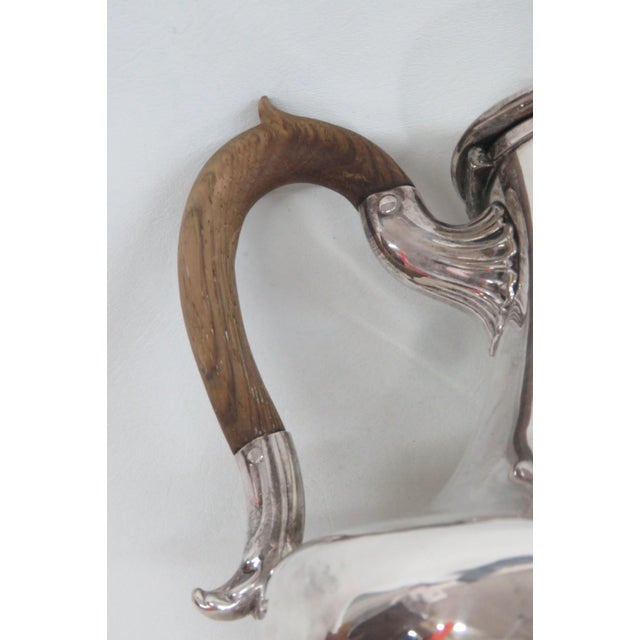 Early 20th Century Silver Plated Swan Neck Tea Coffee Pot Tapered Baluster With Wood Handle For Sale - Image 11 of 16