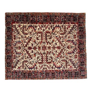Antique Persian Heriz, 7'6" X 9'1" For Sale