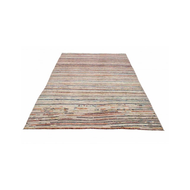 Mid-Century Modern Multicolor Modern Wool Rug For Sale - Image 3 of 6