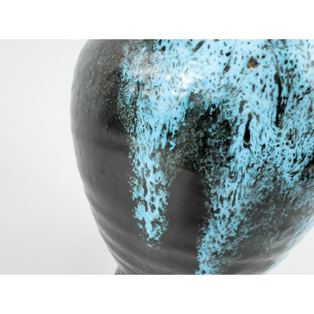 Ceramic Accolay Turquoise Glaze Ceramic Vase – French Mid-Century For Sale - Image 7 of 13