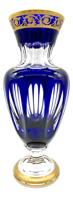 Baluster Vase Thistle in Cobalt Blue Crystal and 24-Carat Gold from Saint Louis