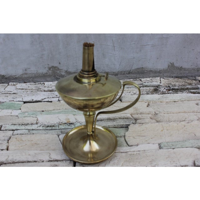 Large French Brass Desk Oil Lamp For Sale - Image 11 of 11