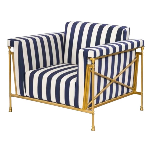 Outdoor Jerome Chairs in Reed Brass Finish by Michael Taylor, Set of 2 For Sale