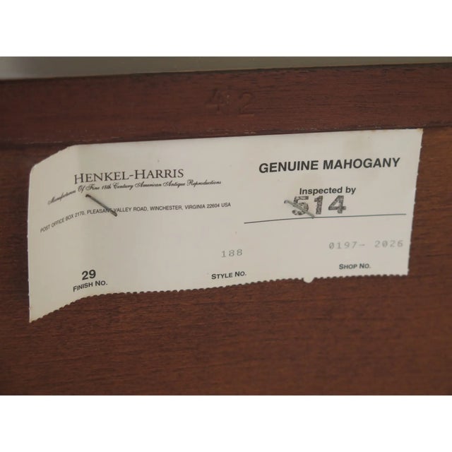 Burnt Umber 1990s Vintage Henkel Harris 4 Drawer Mahogany Nightstands- A Pair For Sale - Image 8 of 10