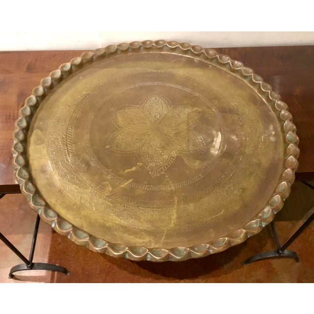 Large Vintage Round Brass Tray Chairish