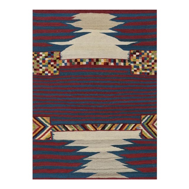Handwoven Scandinavian Style Persian Kilim Area Rug 4′7" × 6′4″ For Sale