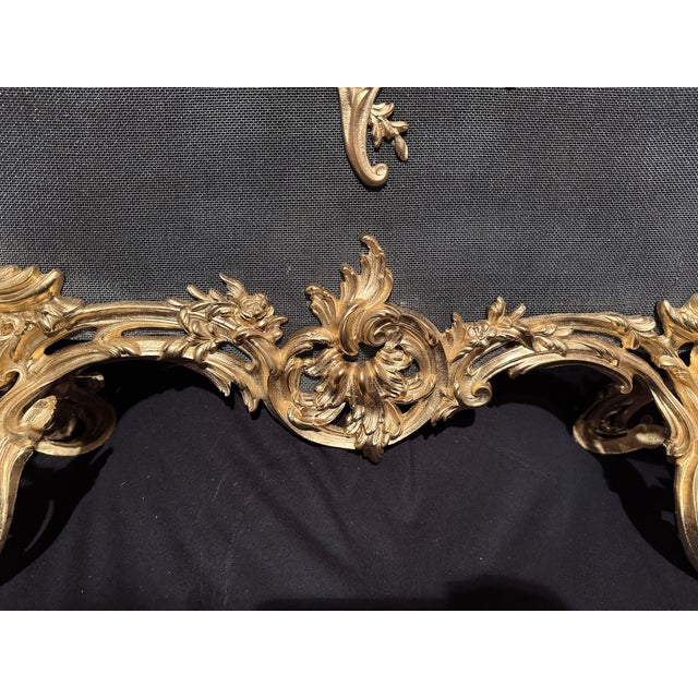French 19th C Louis XVI Gilt Bronze Fireplace Screen For Sale - Image 4 of 12
